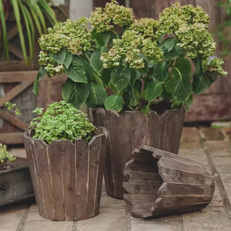 Spliced Solid Wood Planter Round - RusticReach