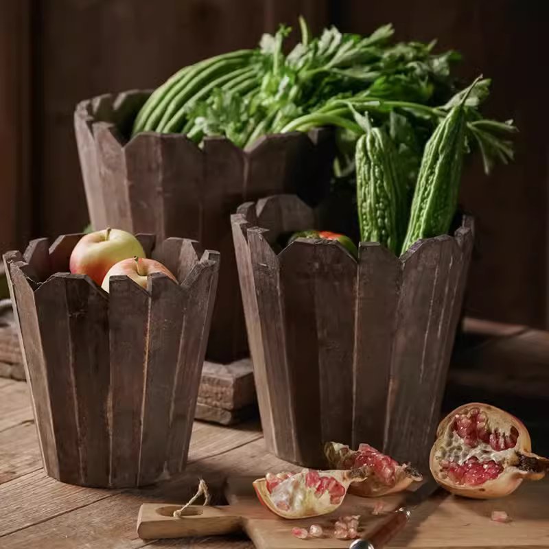 Spliced Solid Wood Planter Round - RusticReach