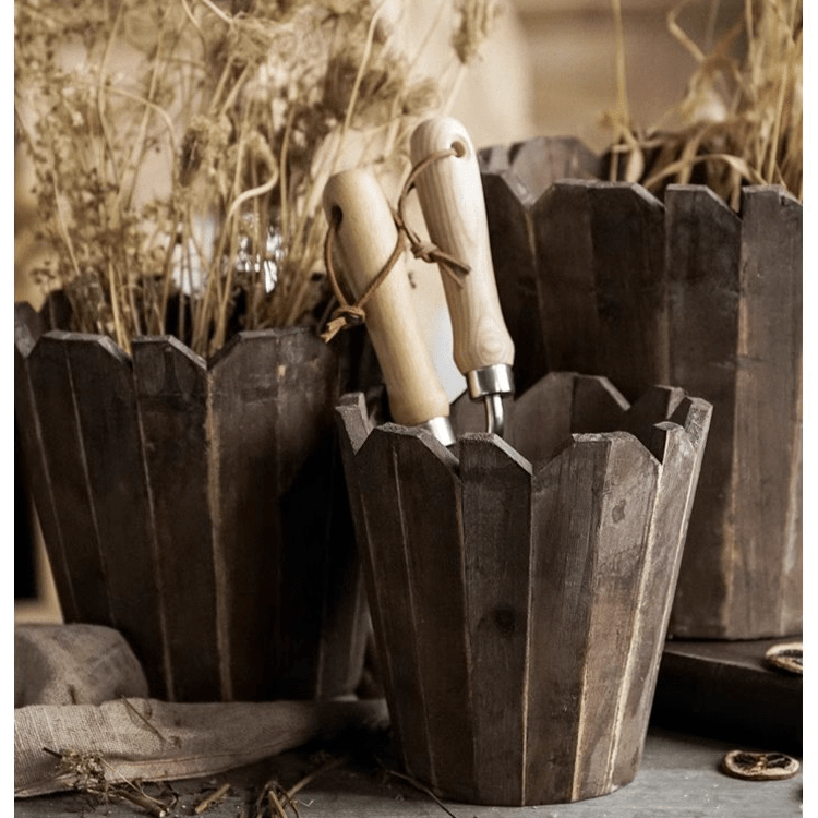 Spliced Solid Wood Planter Round - RusticReach