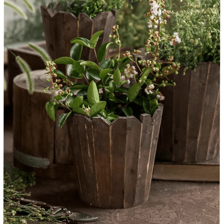 Spliced Solid Wood Planter Round - RusticReach