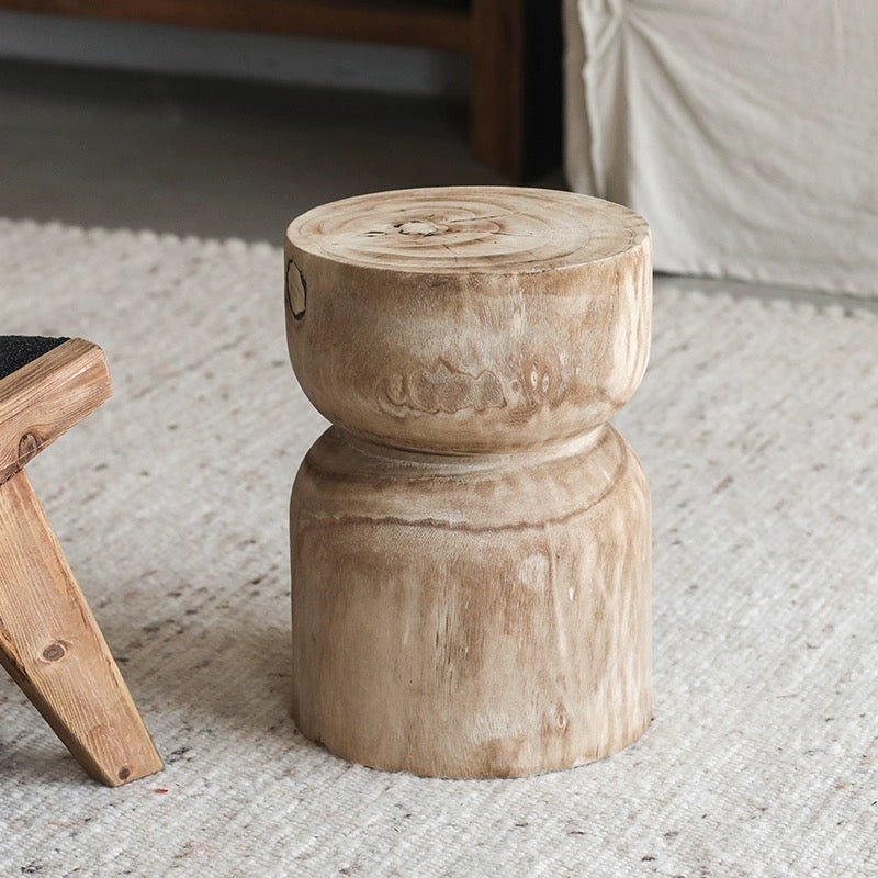 Wabi-Sabi Style Solid Wood Side Table