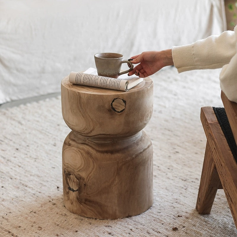 Wabi-Sabi Style Solid Wood Side Table