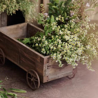 Wooden Wagon Planter Garden Flower Box - RusticReach