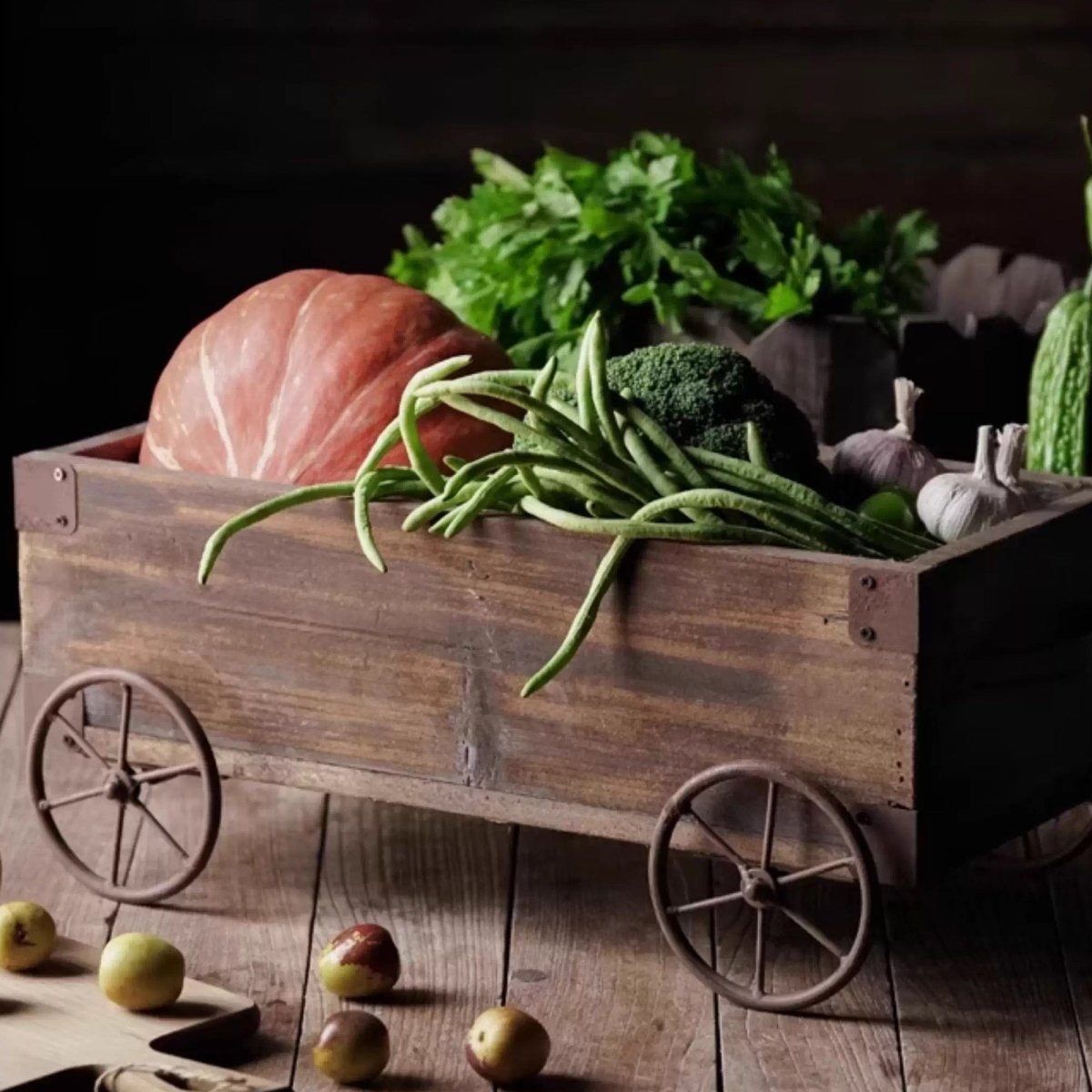 Wooden Wagon Planter Garden Flower Box - RusticReach