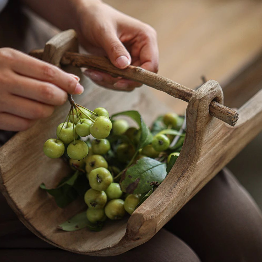 Rustic Wooden Basket Tray