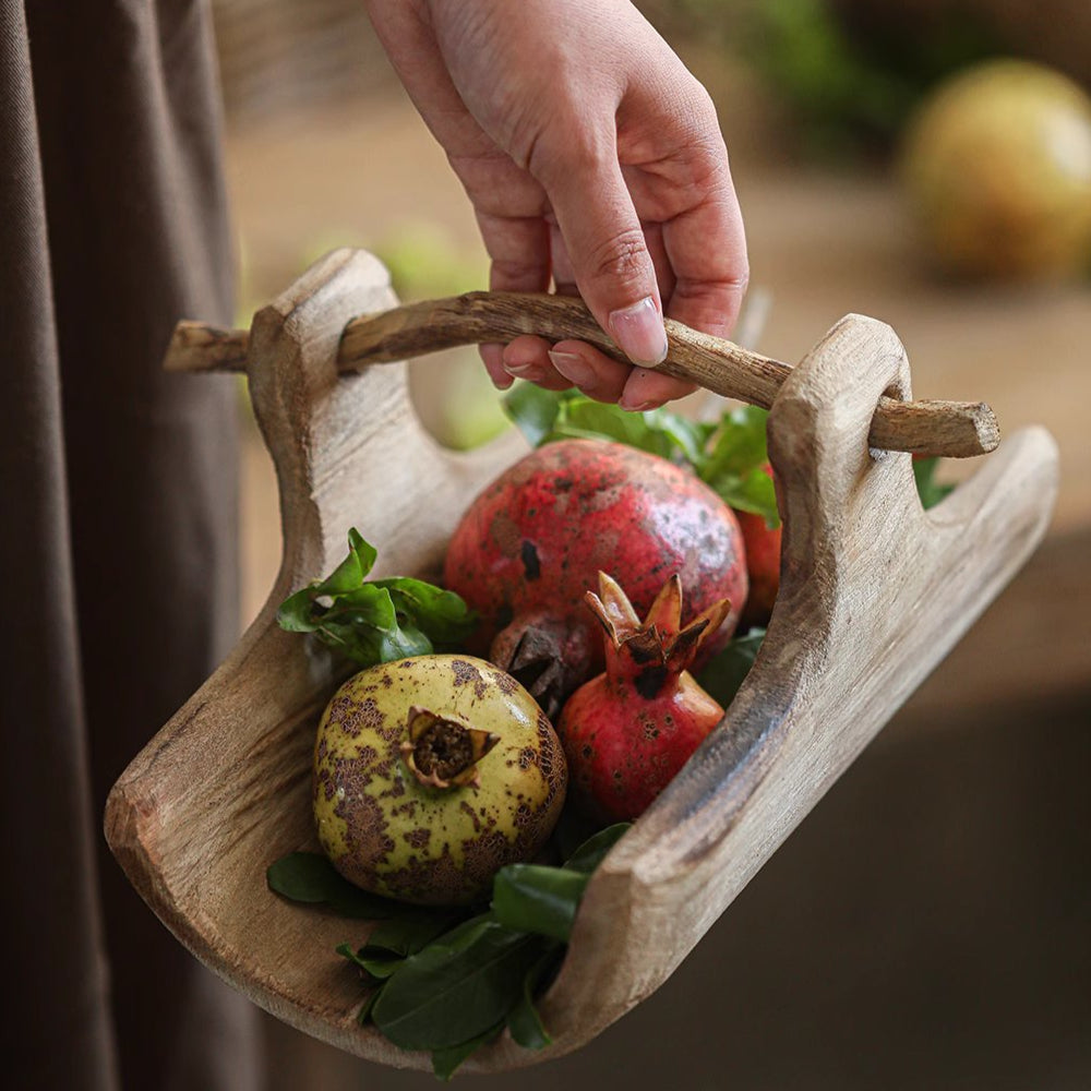 Rustic Wooden Basket Tray