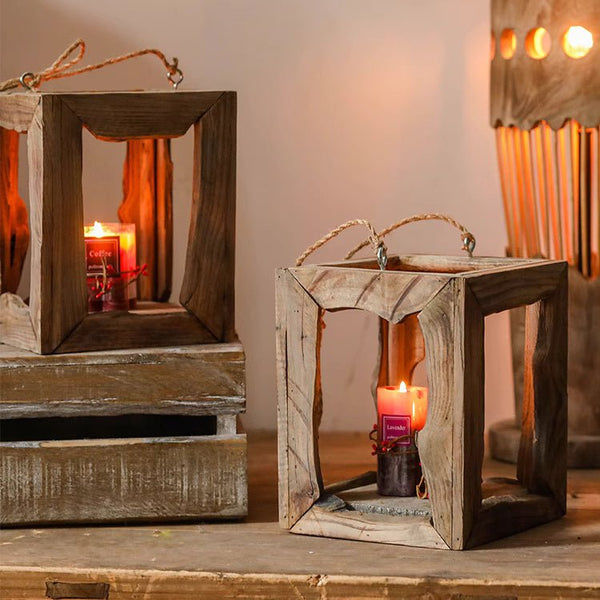 Farmhouse Wooden Lantern Hanging or Tabletop - RusticReach