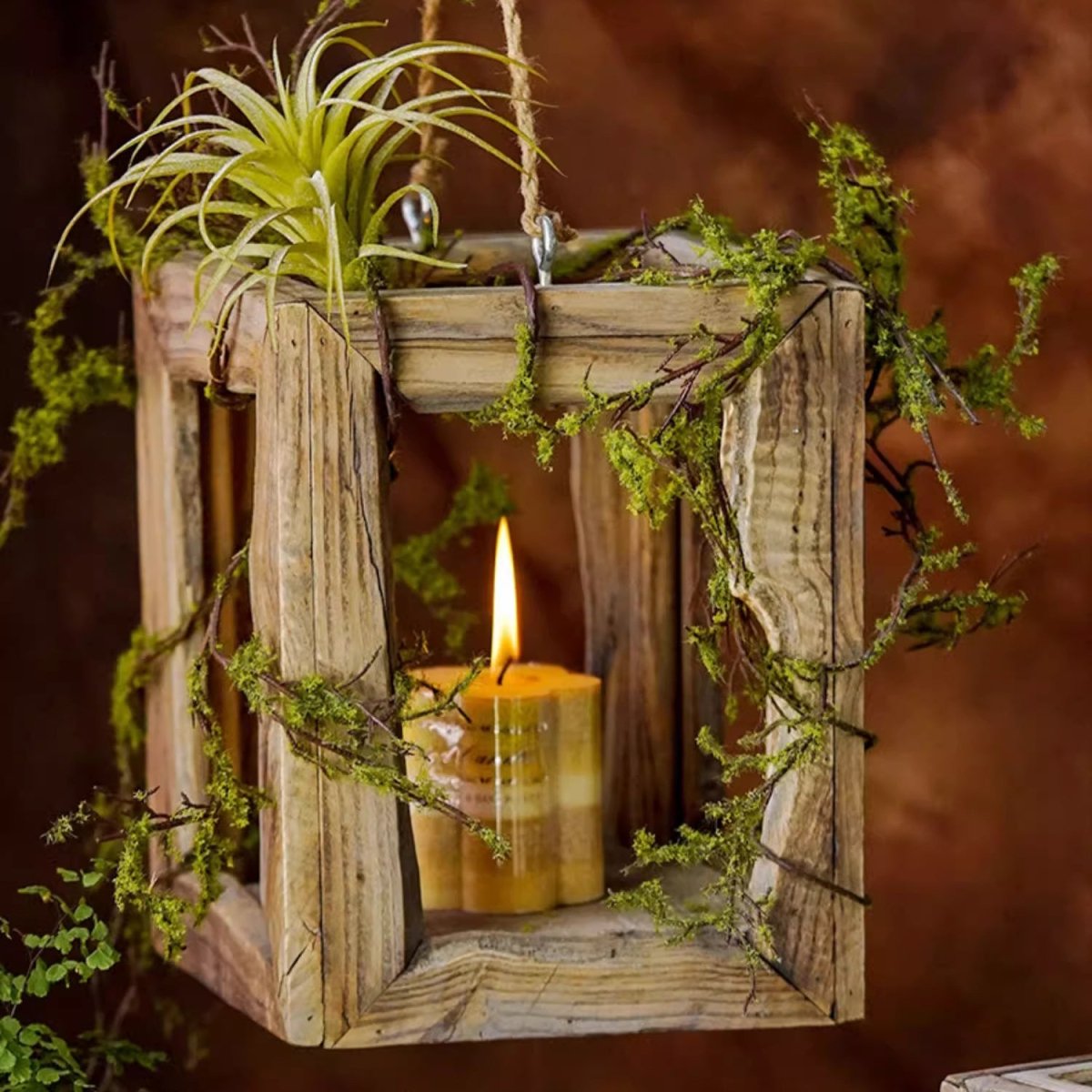 Farmhouse Wooden Lantern Hanging or Tabletop - RusticReach