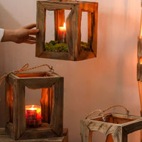 Farmhouse Wooden Lantern Hanging or Tabletop - RusticReach