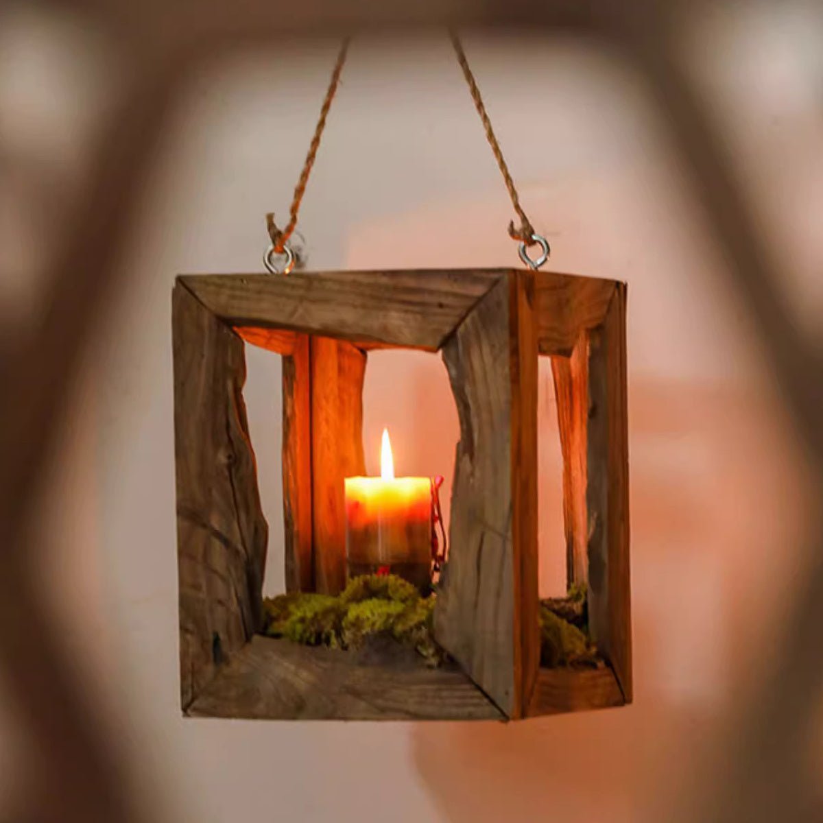 Farmhouse Wooden Lantern Hanging or Tabletop - RusticReach