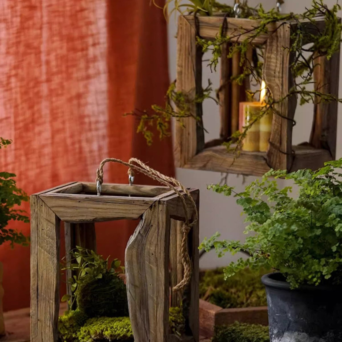 Farmhouse Wooden Lantern Hanging or Tabletop - RusticReach