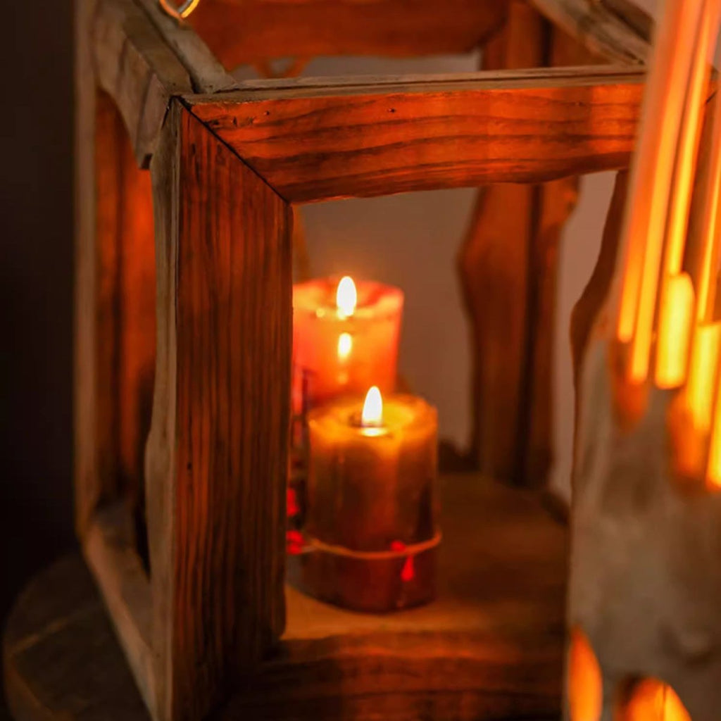 Farmhouse Wooden Lantern Hanging or Tabletop - RusticReach