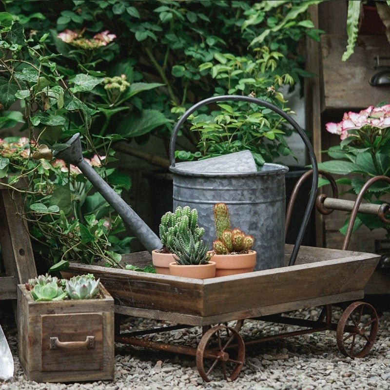 Small Decorative Wooden Wagon Flower Cart - RusticReach