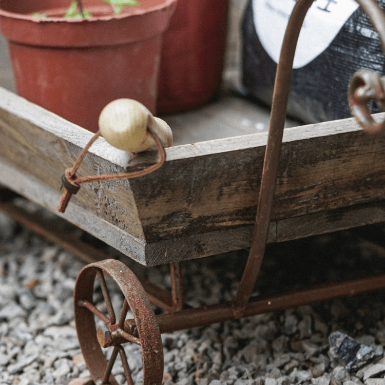 Small Decorative Wooden Wagon Flower Cart - RusticReach
