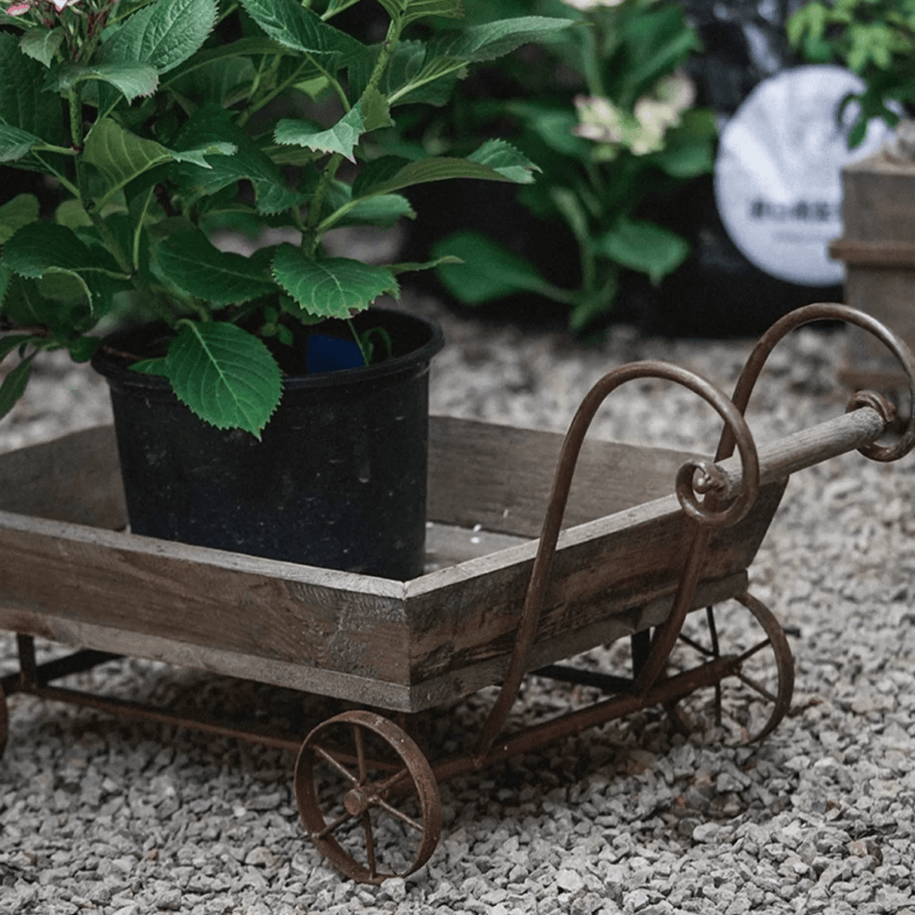Small Decorative Wooden Wagon Flower Cart - RusticReach