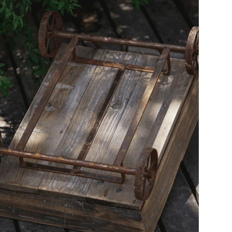Small Decorative Wooden Wagon Flower Cart - RusticReach
