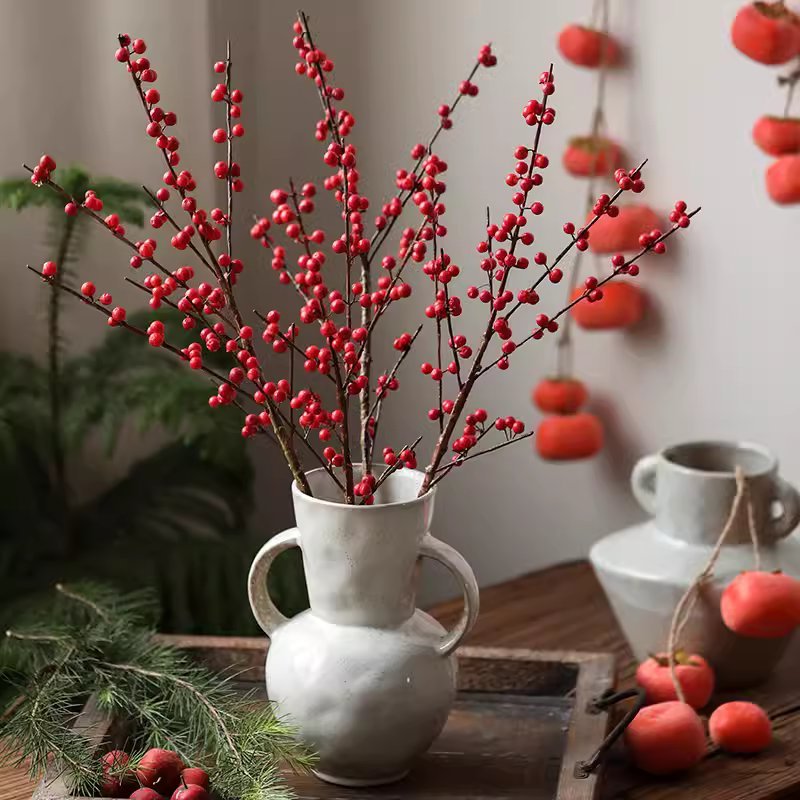 Faux Red Winterberry Stem - RusticReach
