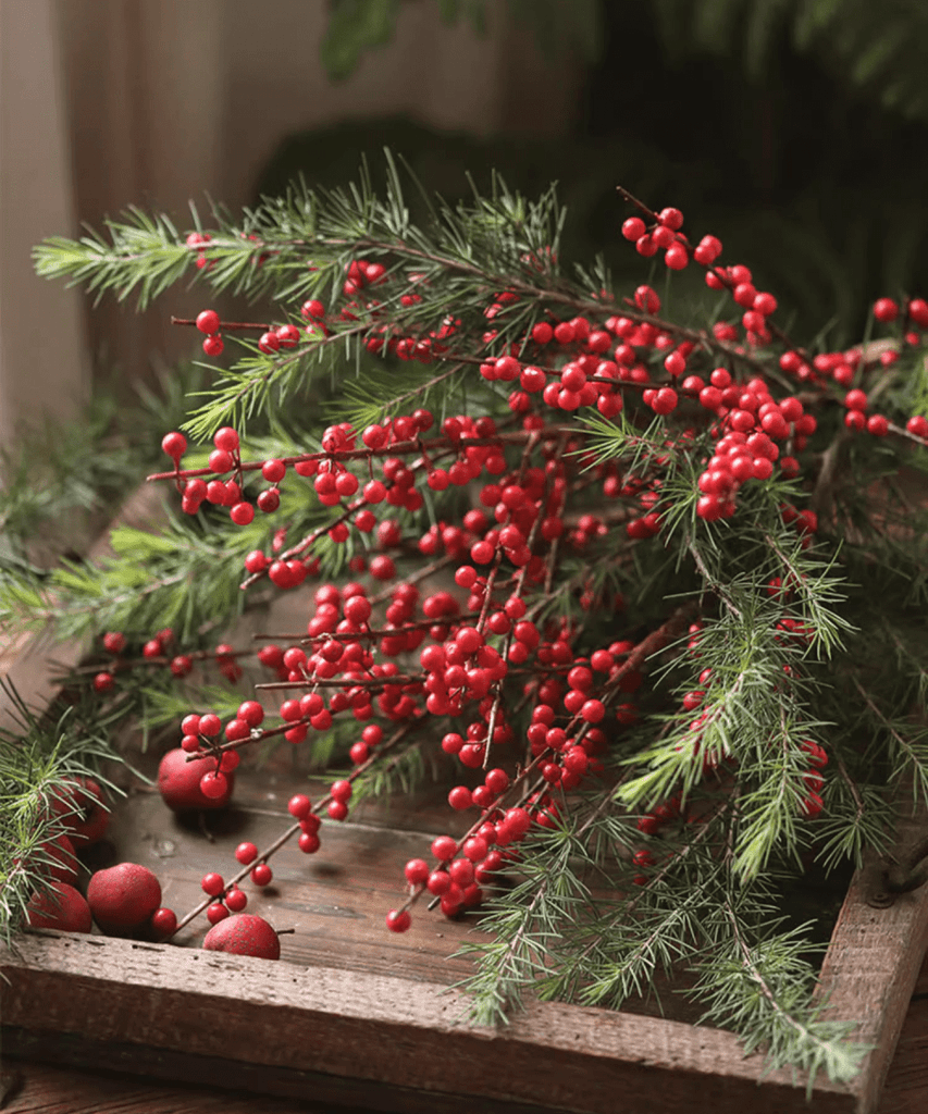 Faux Red Winterberry Stem - RusticReach