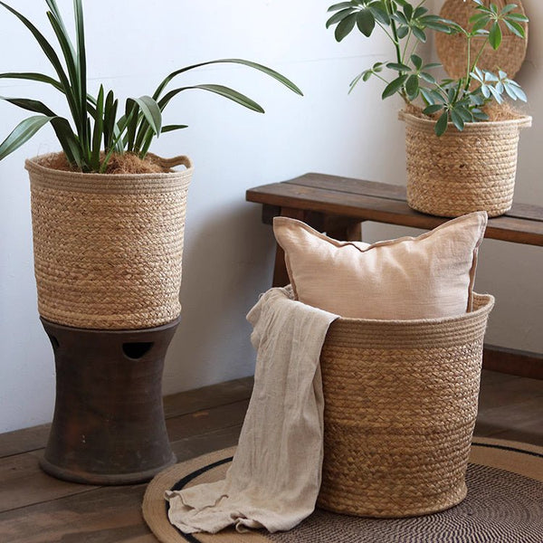 Natural Cylinder Storage and Planter Basket - RusticReach