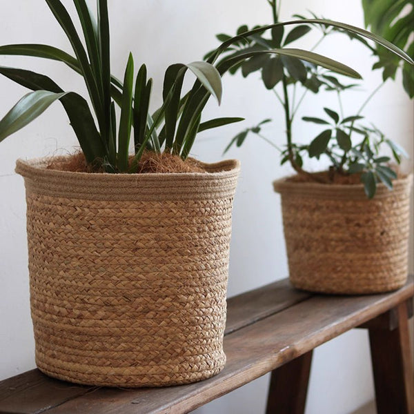 Natural Cylinder Storage and Planter Basket - RusticReach