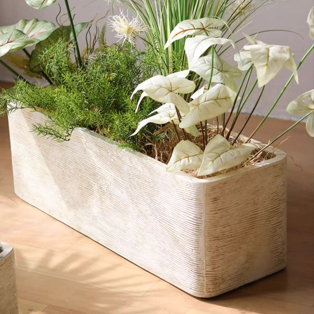 Modern Rectangular Textured Planter - RusticReach
