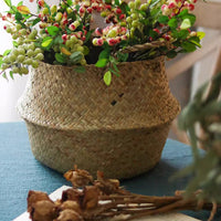 Foldable Seagrass Belly Basket with Handles - RusticReach