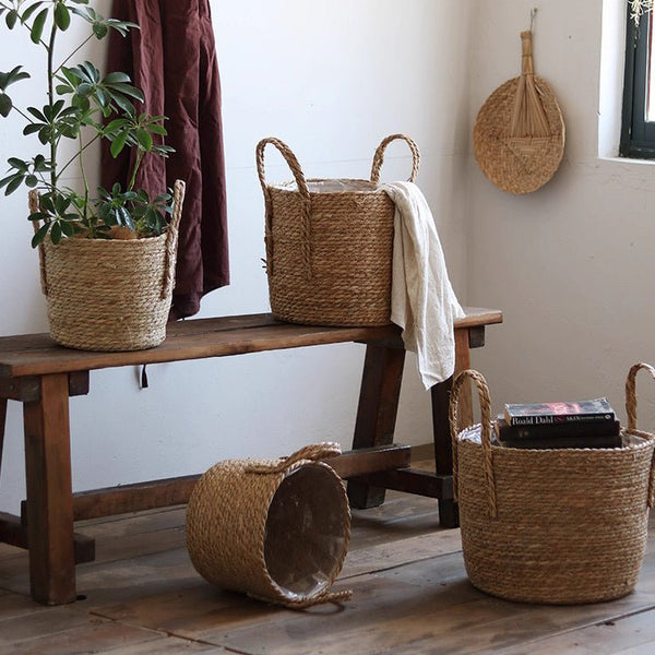 Handwoven Seagrass Basket for Plants - RusticReach