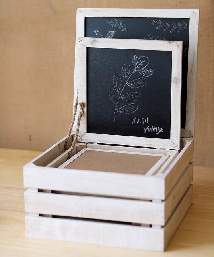 Rustic Wooden Storage Crate with Chalkboard Lid - RusticReach