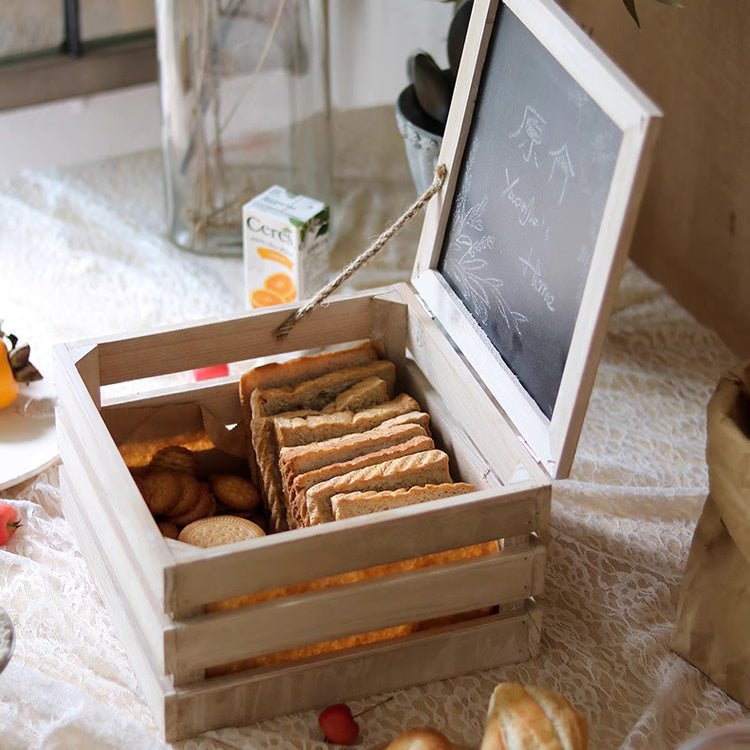 Rustic Wooden Storage Crate with Chalkboard Lid - RusticReach