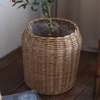 Natural Wicker Floor Planter Basket with Liner - RusticReach