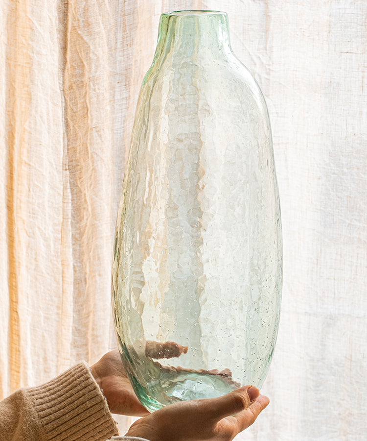 Large Artisan Hand Blown Glass Irregular Shape Vase
