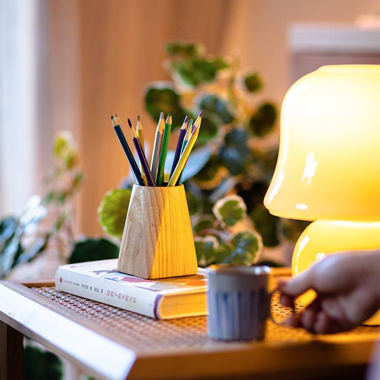 Ash Wood Desktop Pen Holder - RusticReach