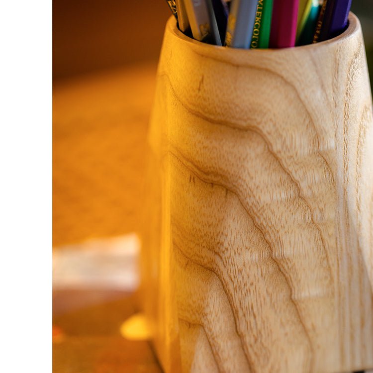 Ash Wood Desktop Pen Holder - RusticReach