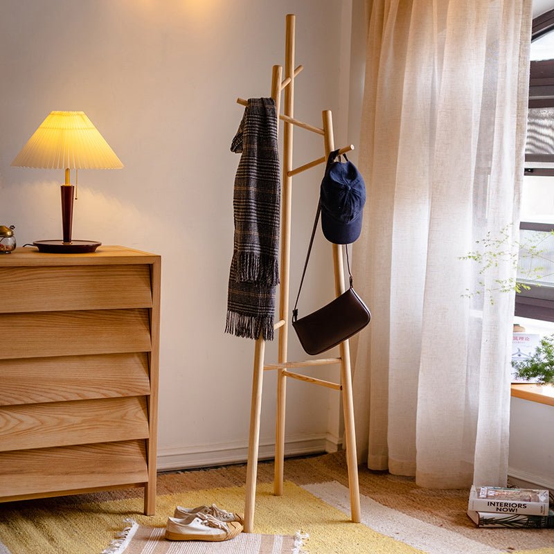 Ash Wood Coat Rack Solid Wood Rack - RusticReach