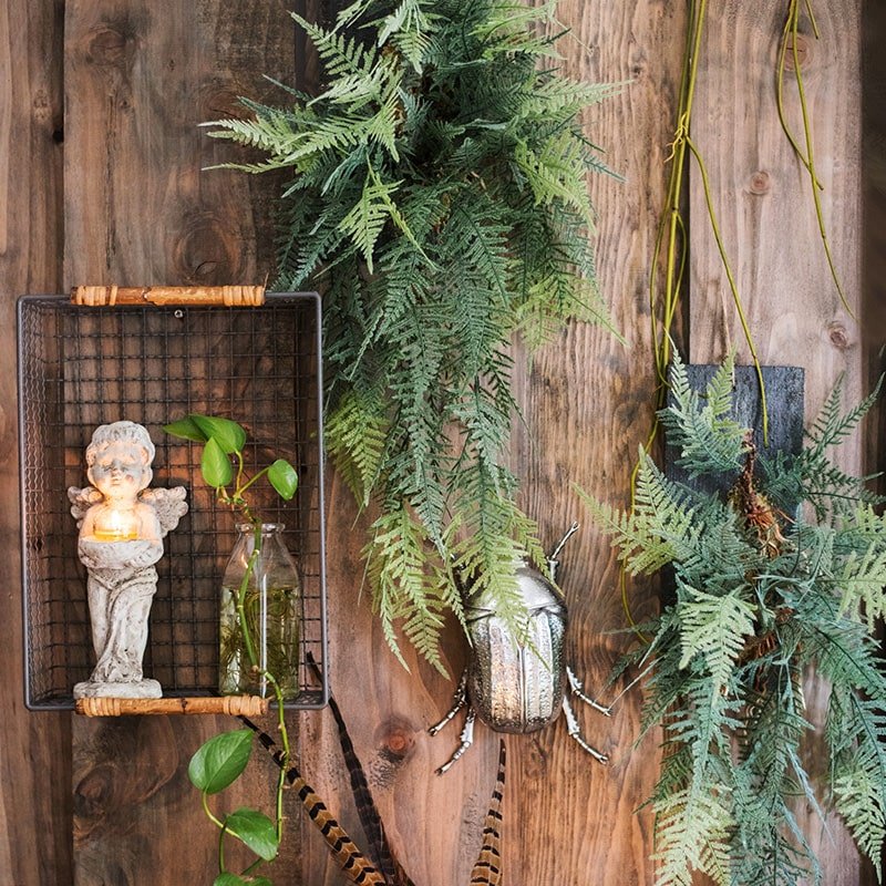 hanging board for plants Faux Artificial Asparagus Setaceus Wood Board Hanging Decoration