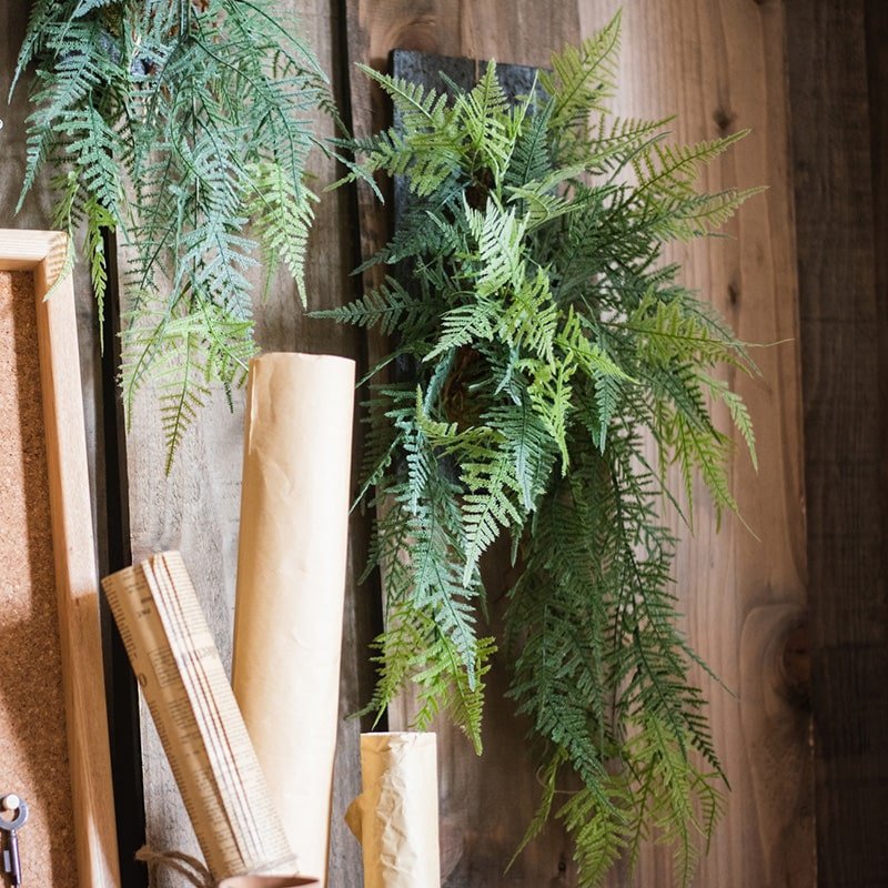 Faux Artificial Asparagus Setaceus Wood Board Hanging Decoration - RusticReach