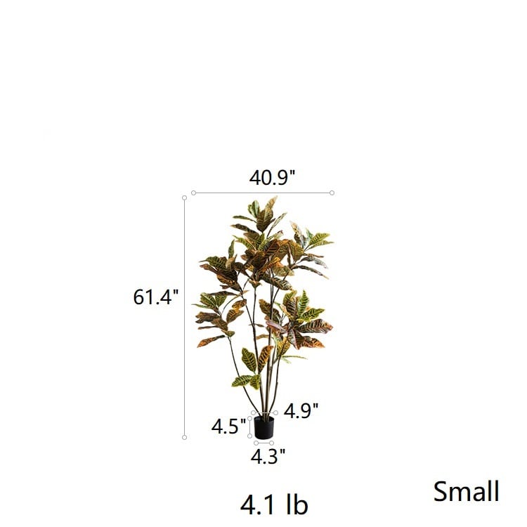 Large Leaf Artificial Croton Tree In Pot - RusticReach