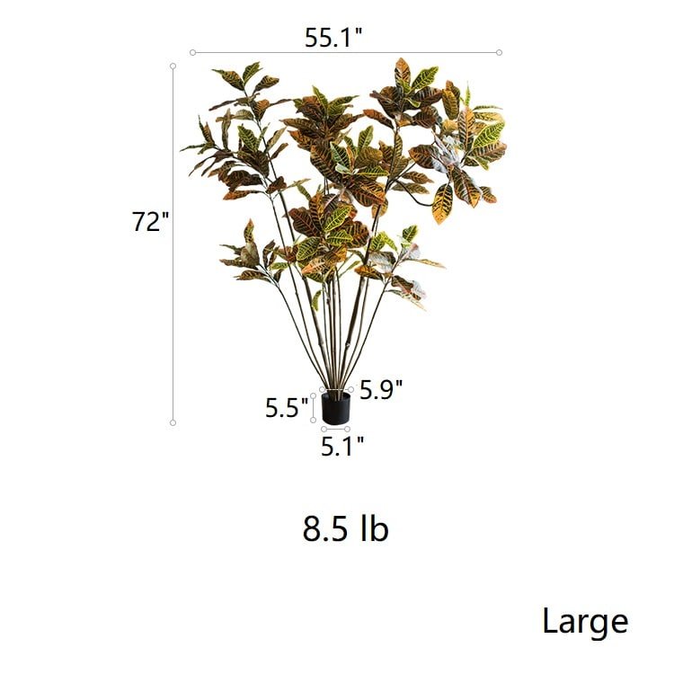 Large Leaf Artificial Croton Tree In Pot - RusticReach