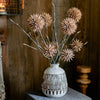 Round Camel Color Ball Flower on Twig Stem 34" Tall - RusticReach