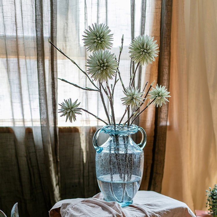 Round Ball Flower on Twig Stem in Green - RusticReach