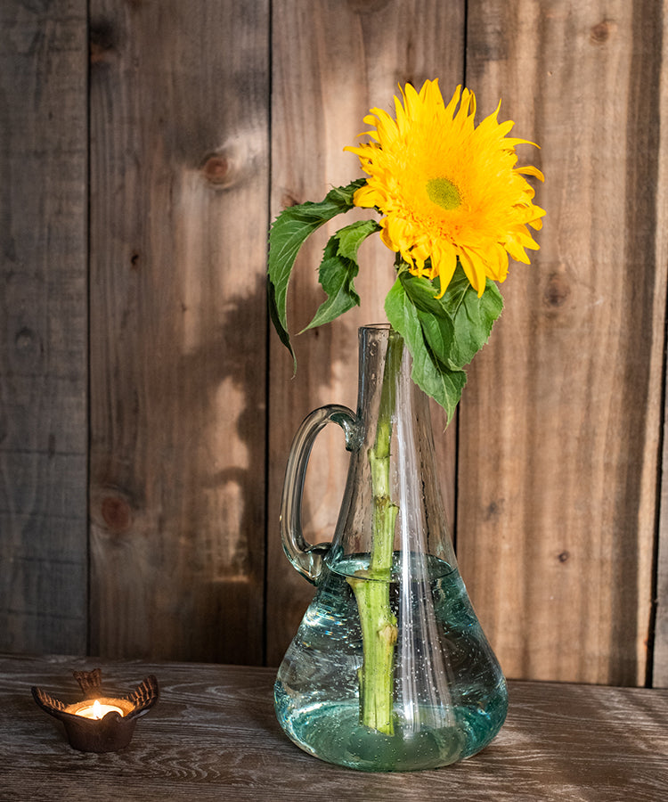 Small Openning Bubble Glass Kettle Vase 13 Tall RusticReach