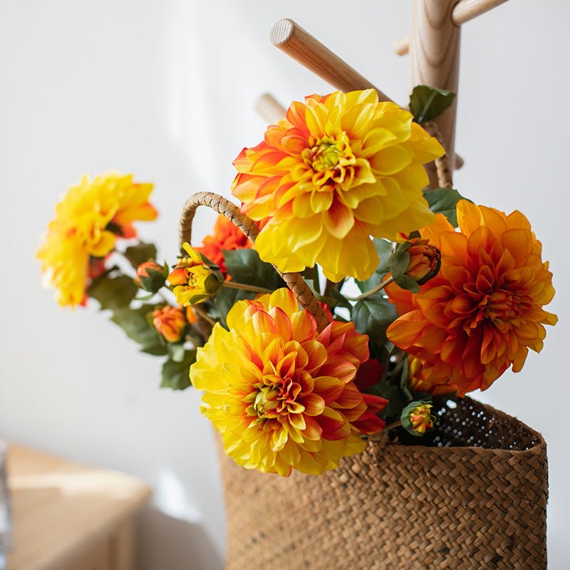 Faux Silk Artificial Blooming Dahlia Stem 29" Tall - RusticReach