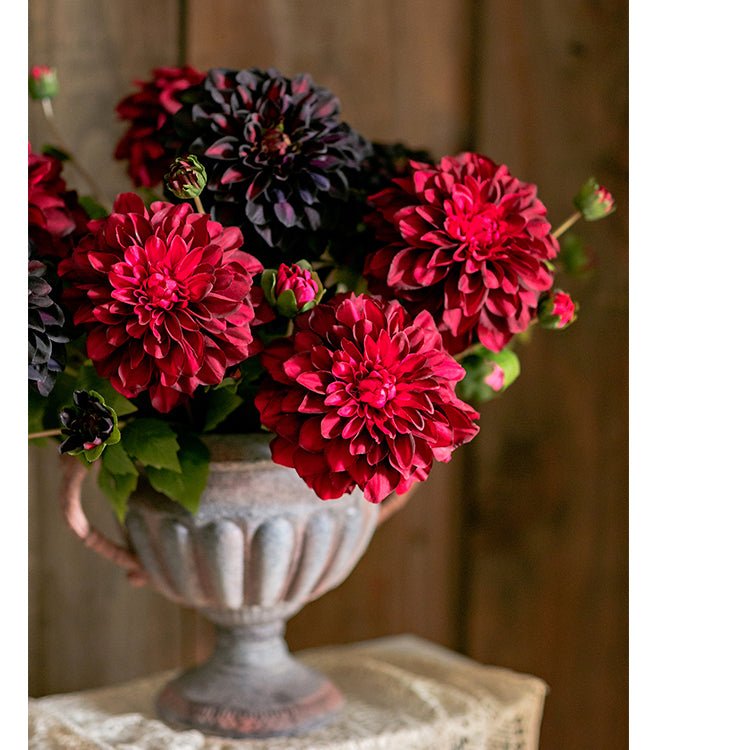 Faux Silk Artificial Blooming Dahlia Stem 29" Tall - RusticReach