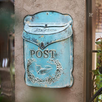 Rustic Blue Metal Mailbox