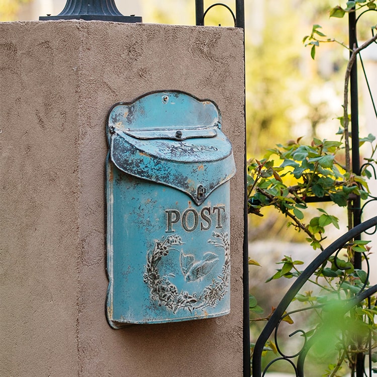 Rustic Blue Metal Mailbox