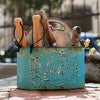 Blue Metal Basket Tool Organizer Flower Garden - RusticReach
