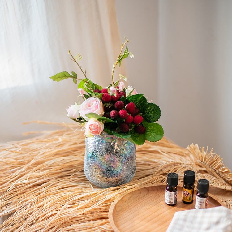 Blue Bubble Hand Blown Glass Vase - RusticReach