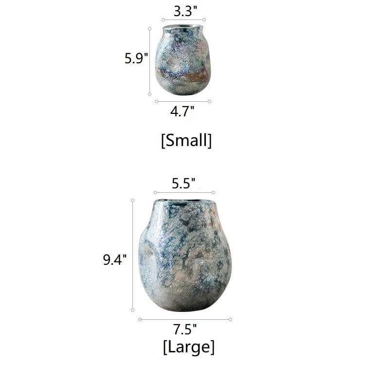 Blue Bubble Hand Blown Glass Vase - RusticReach