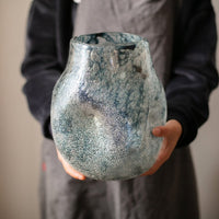 Blue Bubble Hand Blown Glass Vase