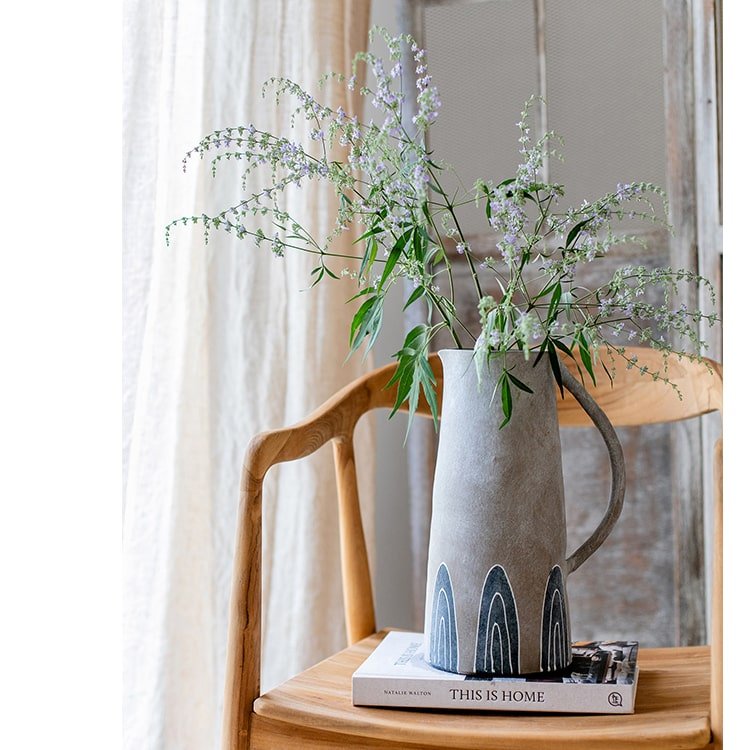 Blue Handpainted Terracotta Vase Jar - RusticReach